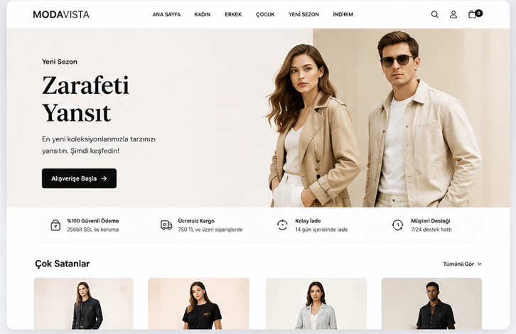 Moda ve giyim e-ticaret sitesi örneği